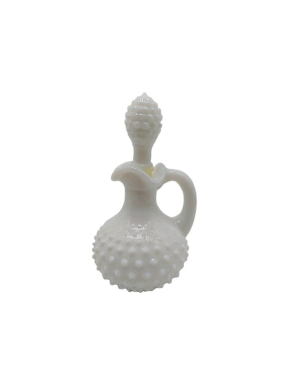 Avon Hobnail Milk Glass Pitcher With Stopper Empty Vintage White 5.5"
